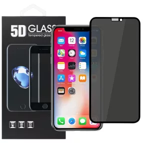   iPhone 12 / 12 Pro üvegfólia, tempered glass, előlapi, 5D, edzett, hajlított, betekintés védelemmel, fekete kerettel