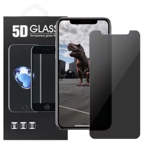   iPhone 11 Pro Max / XS Max üvegfólia, tempered glass, előlapi, 5D, edzett, hajlított, betekintés védelemmel, fekete kerettel