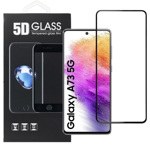 Samsung Galaxy A73 5G üvegfólia, tempered glass, előlapi, 5D, edzett, hajlított, fekete kerettel