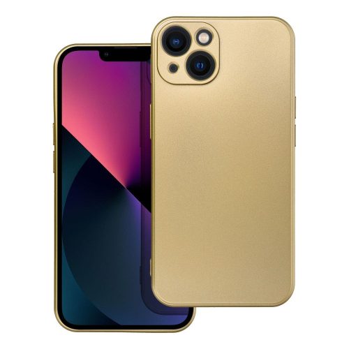 iPhone 13 szilikon tok, hátlaptok, telefon tok, mikroszálas belsővel, arany, Metallic