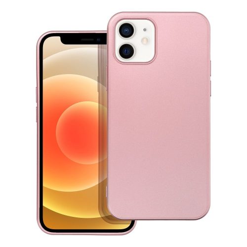 iPhone 12 / 12 Pro szilikon tok, hátlaptok, telefon tok, mikroszálas belsővel, rózsaszín, Metallic