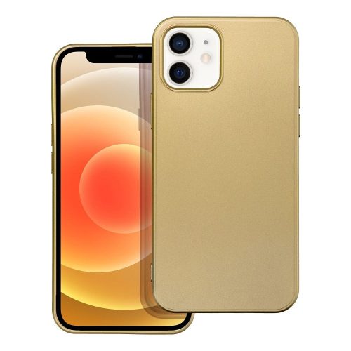 iPhone 12 / 12 Pro szilikon tok, hátlaptok, telefon tok, mikroszálas belsővel, arany, Metallic