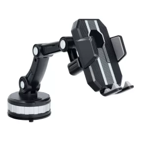   Autós mobiltelefon tartó, tapadókorongos, szélvédőre, műszerfalra helyezhető, 360 fokban fordítható, fekete, ZP-X0566
