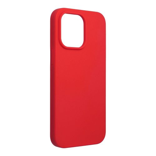 iPhone 14 Pro Max szilikon tok, hátlaptok, telefon tok, velúr belsővel, matt, piros, Silicone Premium