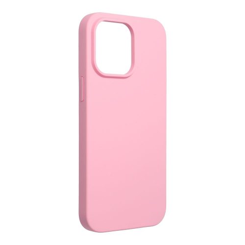 iPhone 14 Pro Max szilikon tok, hátlaptok, telefon tok, velúr belsővel, matt, rózsaszín, Silicone Premium