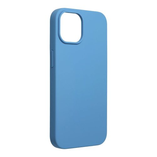 iPhone 14 szilikon tok, hátlaptok, telefon tok, velúr belsővel, matt, kék, Silicone Premium