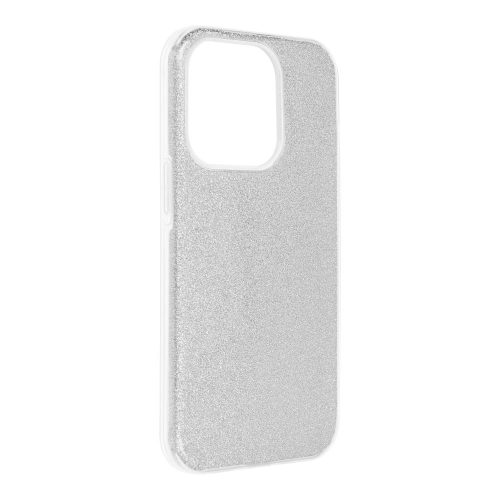 iPhone 14 Pro Max szilikon tok, hátlaptok, telefon tok, csillámos, ezüst