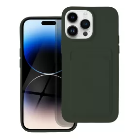   iPhone 14 Pro szilikon tok, hátlap tok, telefon tok, bankkártya tartóval, zöld, Card