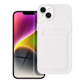  iPhone 14 Plus szilikon tok, hátlap tok, telefon tok, bankkártya tartóval, fehér, Card