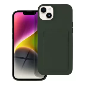   iPhone 14 Plus szilikon tok, hátlap tok, telefon tok, bankkártya tartóval, zöld, Card