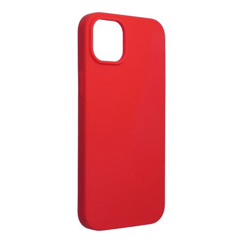 iPhone 14 Plus szilikon tok, hátlaptok, telefon tok, velúr belsővel, matt, piros, Silicone Premium