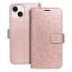 iPhone 14 könyvtok, fliptok, telefon tok, mágneszáras, bankkártyatartós, mandala mintás, rose gold, Forcell Mezzo