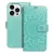 iPhone 14 Pro Max könyvtok, fliptok, telefon tok, mágneszáras, bankkártyatartós, mandala mintás, zöld, Forcell Mezzo