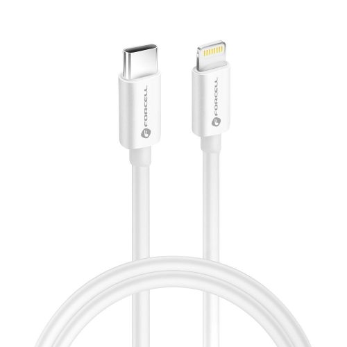 iPhone adatkábel, töltőkábel, iPhone 8pin, lightning - USB-C (Type-C), fehér, PD30W 3A 1m, Forcell C901