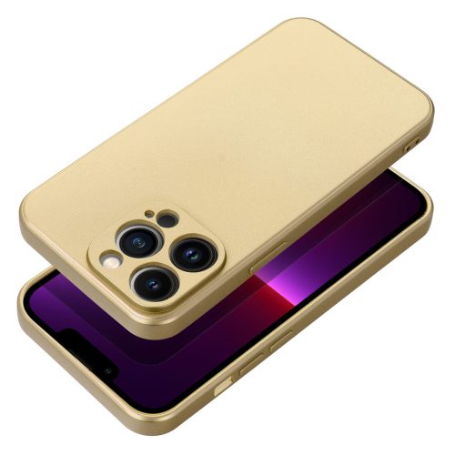 iPhone 14 szilikon tok, hátlaptok, telefon tok, mikroszálas belsővel, arany, Metallic
