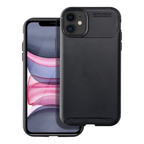 iPhone 11 szilikon tok, hátlaptok, telefon tok, karbon mintás, fekete, Carbon Premium