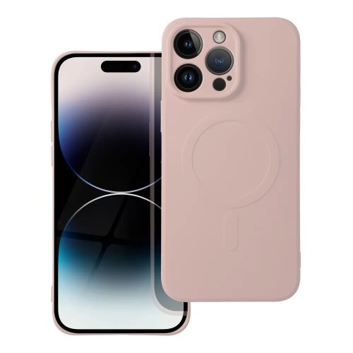 iPhone 14 Pro szilikon tok, hátlaptok, TPU telefon tok, MagSafe kompatibilis, púderrózsaszín, Mag Cover