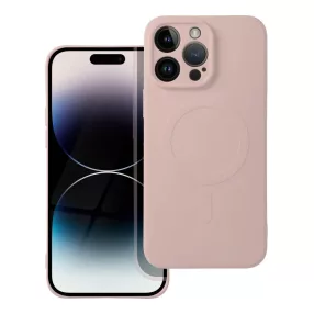   iPhone 14 Pro Max szilikon tok, hátlaptok, TPU telefon tok, MagSafe kompatibilis, púderrózsaszín, Mag Cover