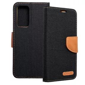  Xiaomi 12 Lite 5G könyvtok, fliptok, telefon tok, mágneszáras, bankkártya tartós, fekete, Canvas