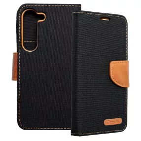   Samsung Galaxy S23 5G könyvtok, fliptok, telefon tok, mágneszáras, bankkártya tartós, fekete, Canvas