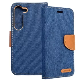   Samsung Galaxy S23 Plus 5G (S23+ 5G) könyvtok, fliptok, telefon tok, mágneszáras, bankkártya tartós, kék, Canvas