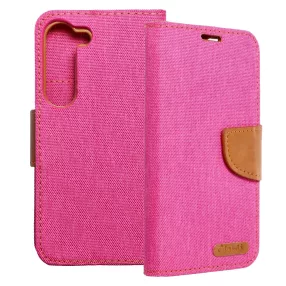   Samsung Galaxy S23 5G könyvtok, fliptok, telefon tok, mágneszáras, bankkártya tartós, rózsaszín, Canvas