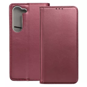   Samsung Galaxy S23 Plus 5G (S23+ 5G) könyvtok, fliptok, telefon tok, bankkártyatartós, mágneszáras, bordó, Smart Magneto