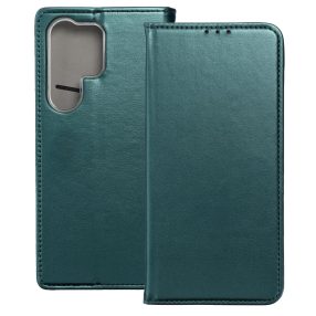   Samsung Galaxy S23 Ultra 5G könyvtok, fliptok, telefon tok, bankkártyatartós, mágneszáras, zöld, Smart Magneto