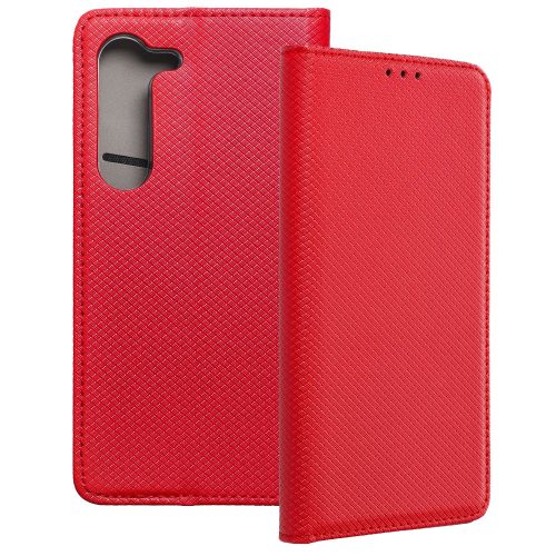 Samsung Galaxy S23 5G könyvtok, fliptok, telefon tok, bankkártyatartós, mágneszáras, piros, Smart Case book