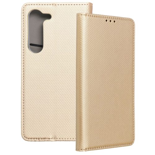 Samsung Galaxy S23 5G könyvtok, fliptok, telefon tok, bankkártyatartós, mágneszáras, arany, Smart Case book