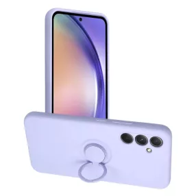   Samsung Galaxy A54 5G szilikon tok, hátlaptok, telefon tok, velúr belsővel, gyűrűvel, matt, lila, Silicone Ring
