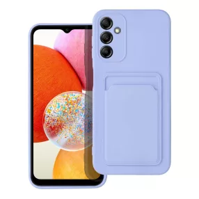   Samsung Galaxy A14 4G / A14 5G szilikon tok, hátlap tok, telefon tok, bankkártya tartóval, lila, Card