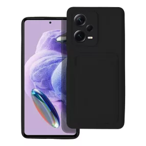   Xiaomi Redmi Note 12 5G / Poco X5 5G szilikon tok, hátlap tok, telefon tok, bankkártya tartóval, fekete, Card