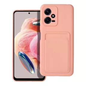   Xiaomi Redmi Note 12 5G / Poco X5 5G szilikon tok, hátlap tok, bankkártya tartós, rózsaszín / barackvirág, Card