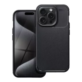   iPhone 15 Pro Max szilikon tok, hátlaptok, telefon tok, karbon mintás, fekete, Carbon Premium