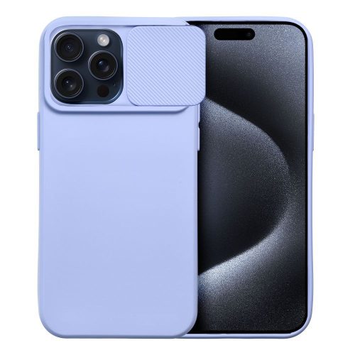 iPhone 15 Pro Max szilikon tok, hátlap tok, kamera védelemmel, levendula színű, SLIDE Case