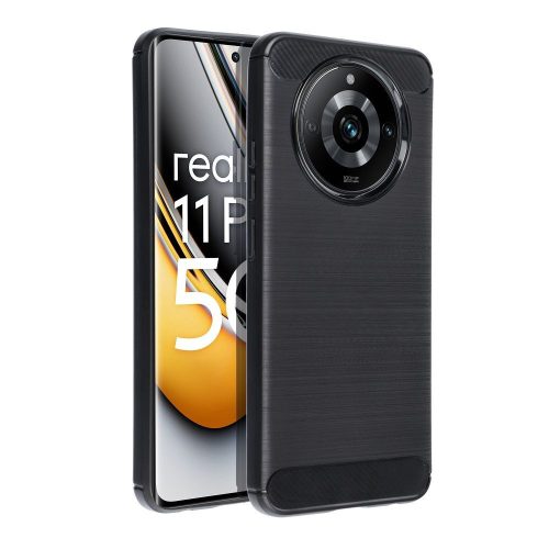 Realme 11 4G szilikon tok, hátlaptok, telefon tok, karbon mintás, fekete, Carbon case