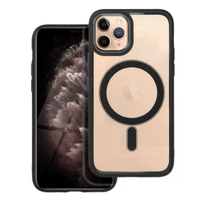   iPhone 11 Pro hátlaptok, telefon tok, MagSafe kompatibilis, átlátszó, fekete kerettel, Color Edge Mag Cover