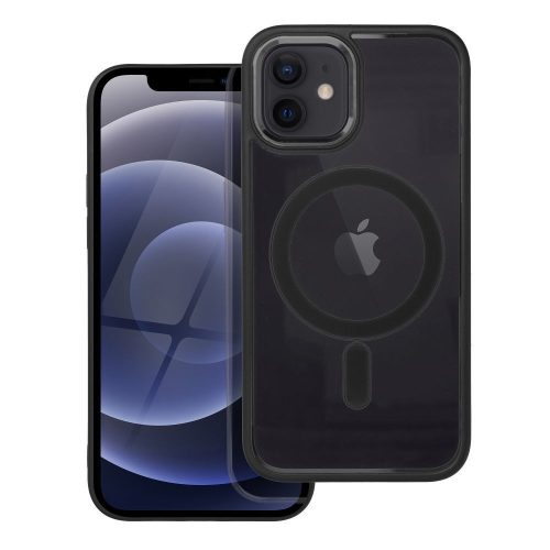 iPhone 12 / 12 Pro hátlaptok, telefon tok, MagSafe kompatibilis, átlátszó, fekete kerettel, Color Edge Mag Cover
