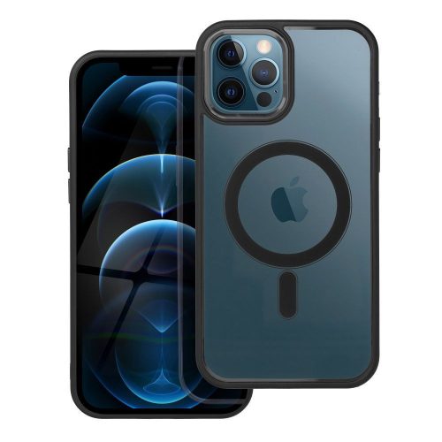 iPhone 12 Pro Max hátlaptok, telefon tok, MagSafe kompatibilis, átlátszó, fekete kerettel, Color Edge Mag Cover