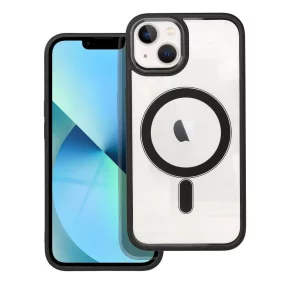   iPhone 13 hátlaptok, telefon tok, MagSafe kompatibilis, átlátszó, fekete kerettel, Color Edge Mag Cover