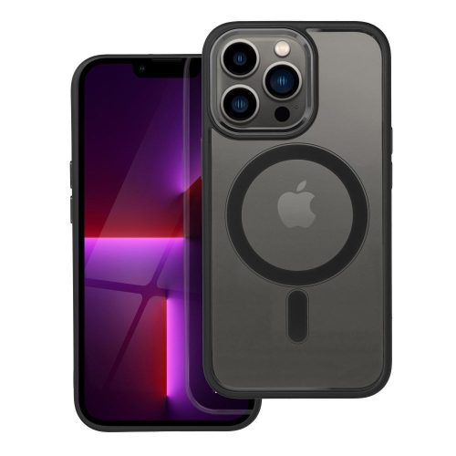 iPhone 13 Pro hátlaptok, telefon tok, MagSafe kompatibilis, átlátszó, fekete kerettel, Color Edge Mag Cover