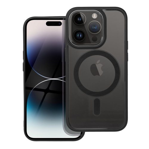 iPhone 14 Pro hátlaptok, telefon tok, MagSafe kompatibilis, átlátszó, fekete kerettel, Color Edge Mag Cover