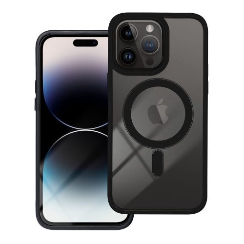 iPhone 14 Pro Max hátlaptok, telefon tok, MagSafe kompatibilis, átlátszó, fekete kerettel, Color Edge Mag Cover