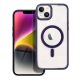 iPhone 14 Plus hátlaptok, telefon tok, MagSafe kompatibilis, átlátszó, lila kerettel, Color Edge Mag Cover