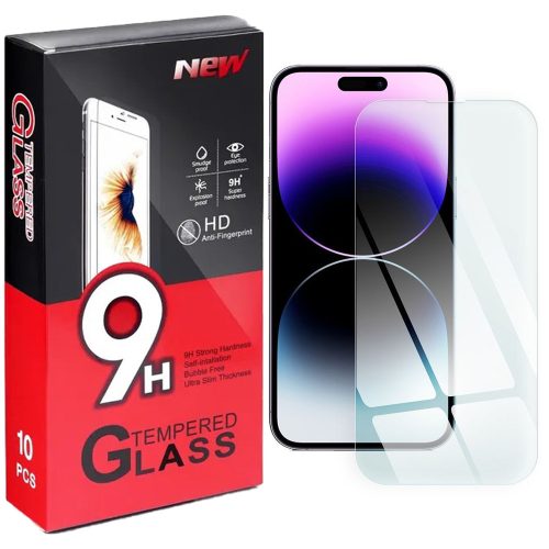 iPhone 15 Pro üvegfólia, tempered glass, előlapi, edzett, 10db/csomag