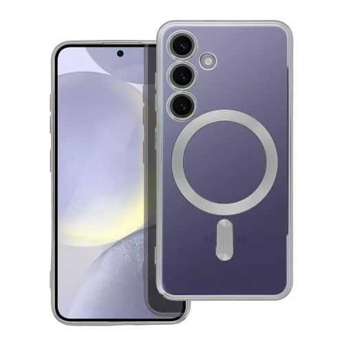 Samsung Galaxy S24 5G hátlaptok, telefon tok, MagSafe kompatibilis, kamera védelemmel, ezüst, Electro Mag Cover