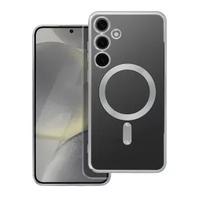   Samsung Galaxy S24 Plus 5G (S24+ 5G) hátlaptok, telefon tok, MagSafe kompatibilis, kamera védelemmel, ezüst, Electro Mag Cover