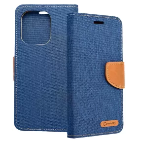   Xiaomi Redmi Note 13 Pro 4G / Poco M6 Pro 4G könyvtok, fliptok, telefon tok, mágneszáras, bankkártya tartós, kék, Canvas