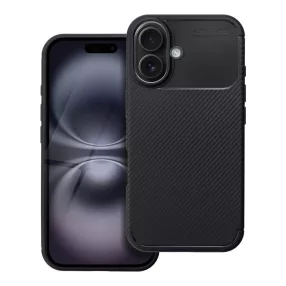   iPhone 16 szilikon tok, hátlaptok, telefon tok, karbon mintás, fekete, Carbon Premium